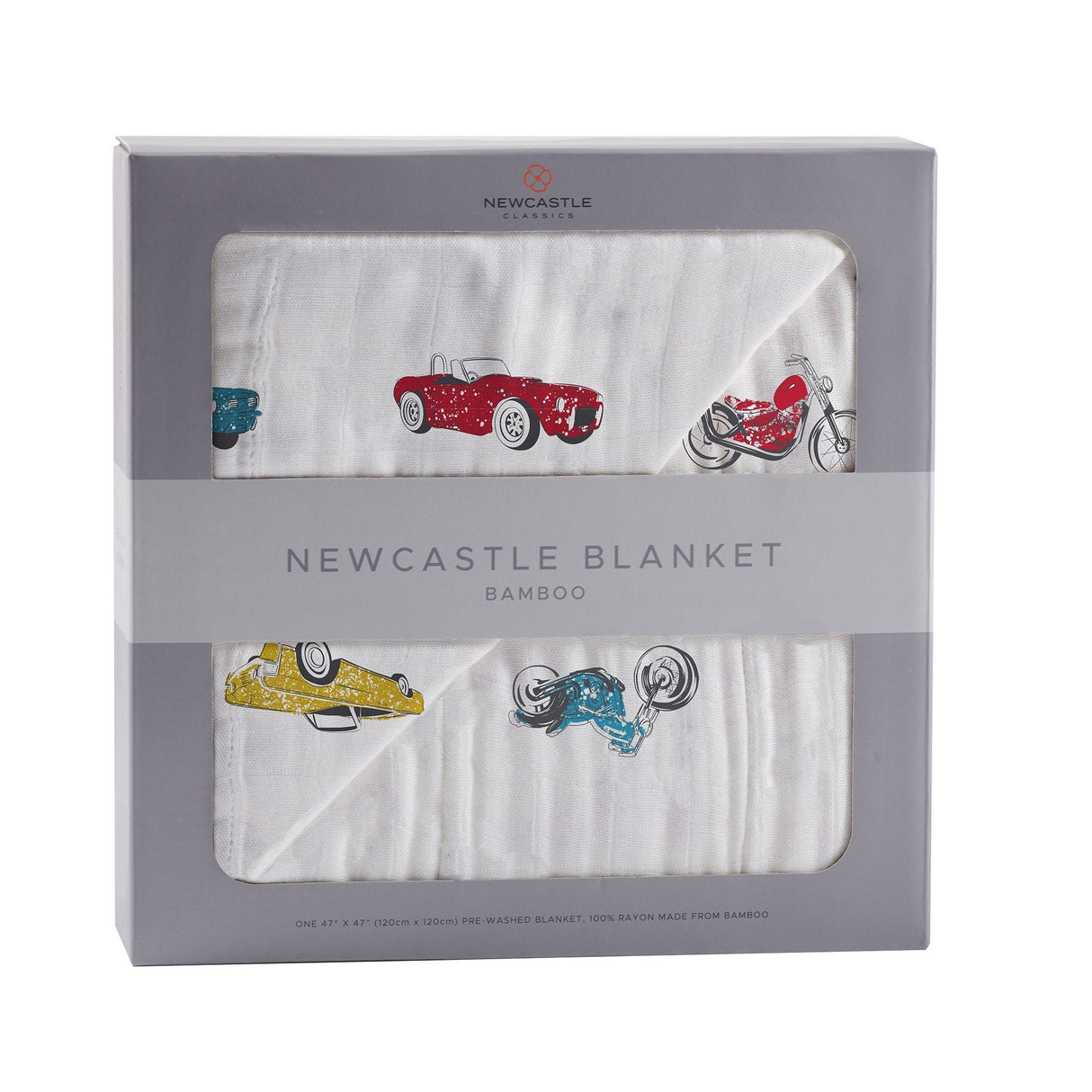 Vintage Muscle Cars and Motorcycles Bamboo Muslin Newcastle Blanket-0