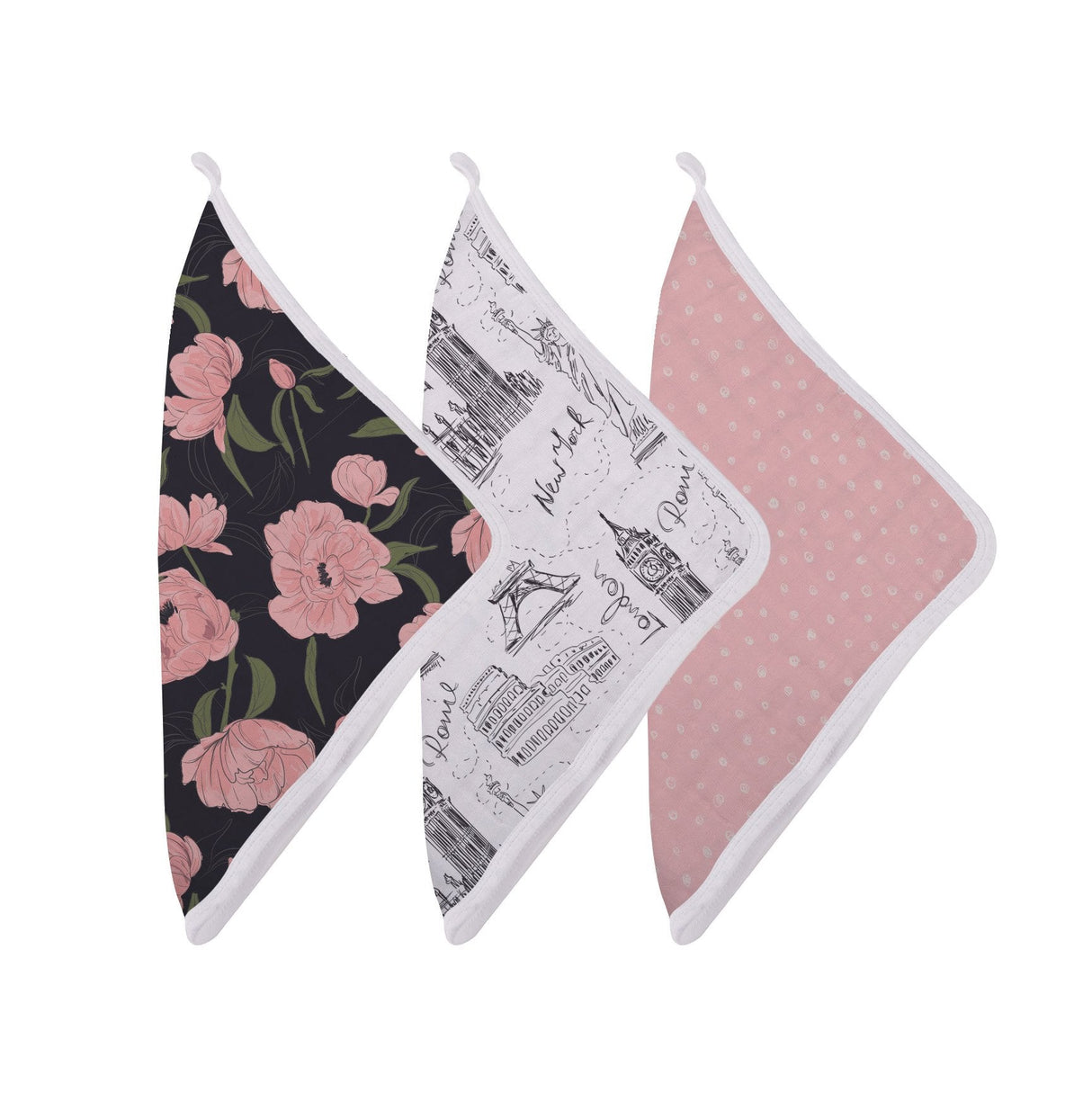 London, Paris, New York Washcloth Set-2