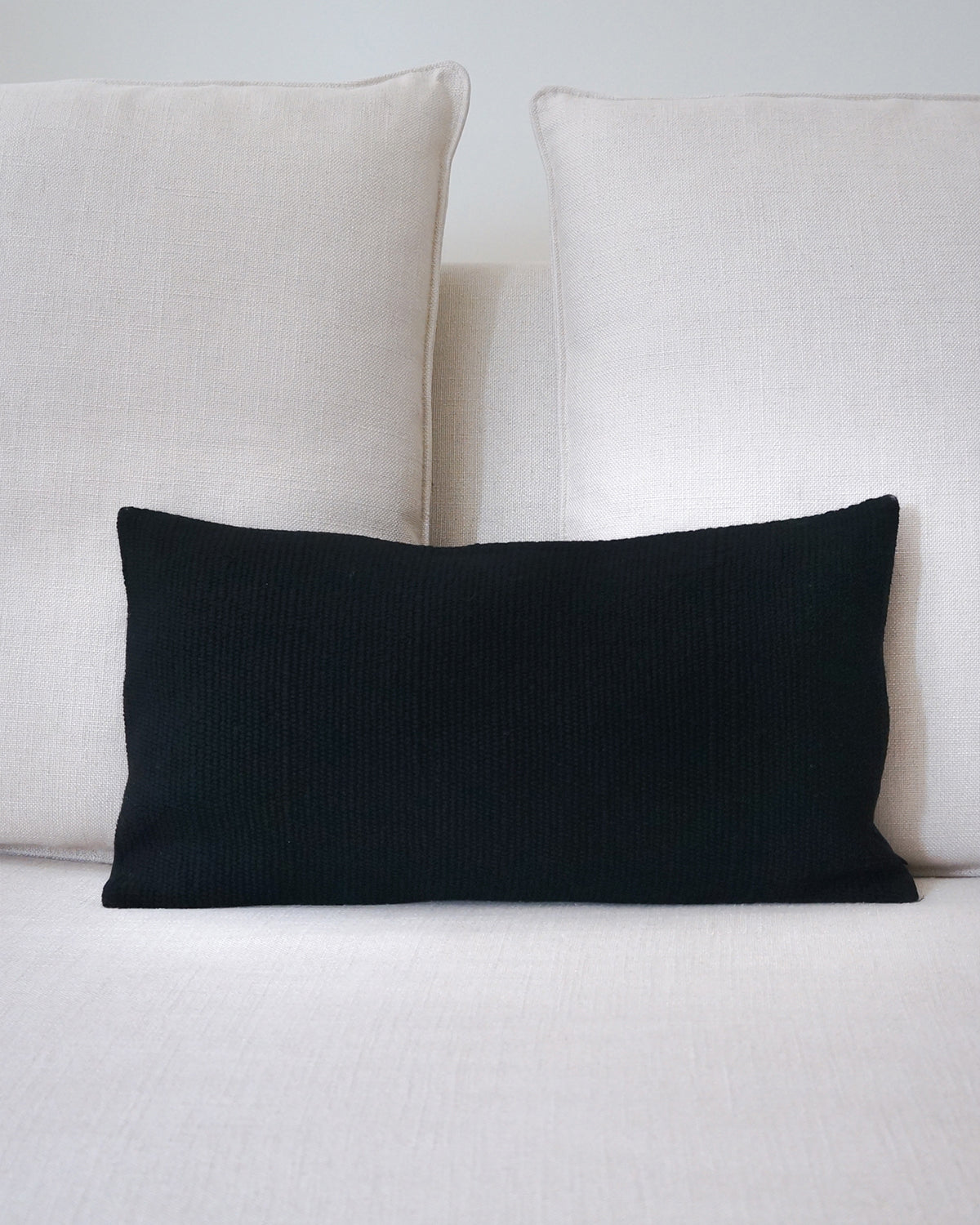 Solid Lumbar Pillow in Black Pima Cotton - Sumiye Co