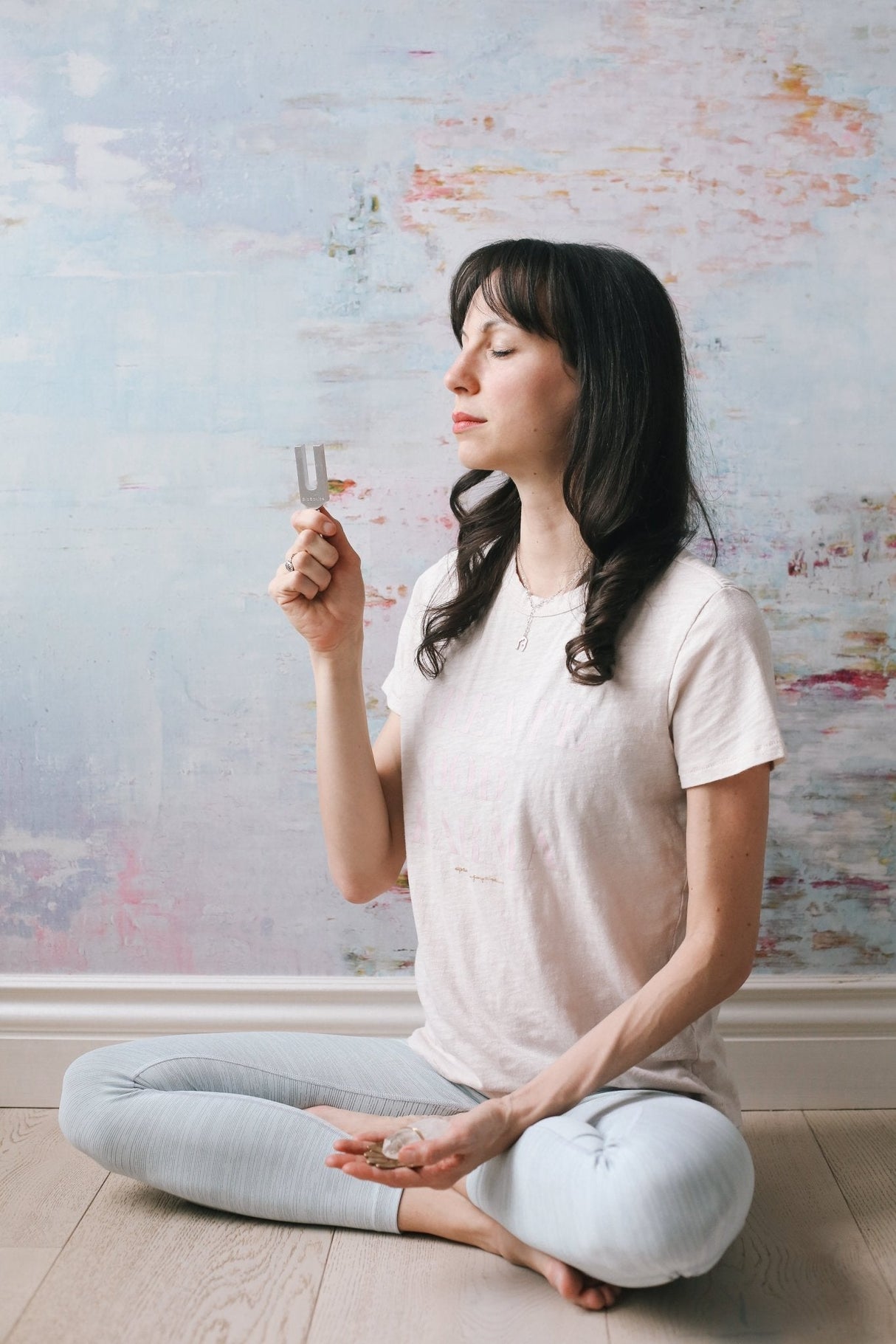 Sound Healing Crystal Kit - Tuning Fork and Heart Crystal Dish Set - Rose Quartz - Sumiye Co