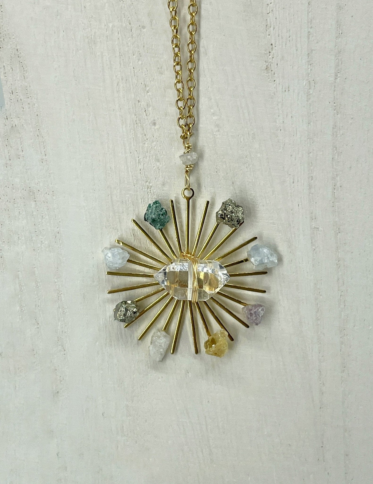 Sunburst Crystal Grid Necklace - Sumiye Co