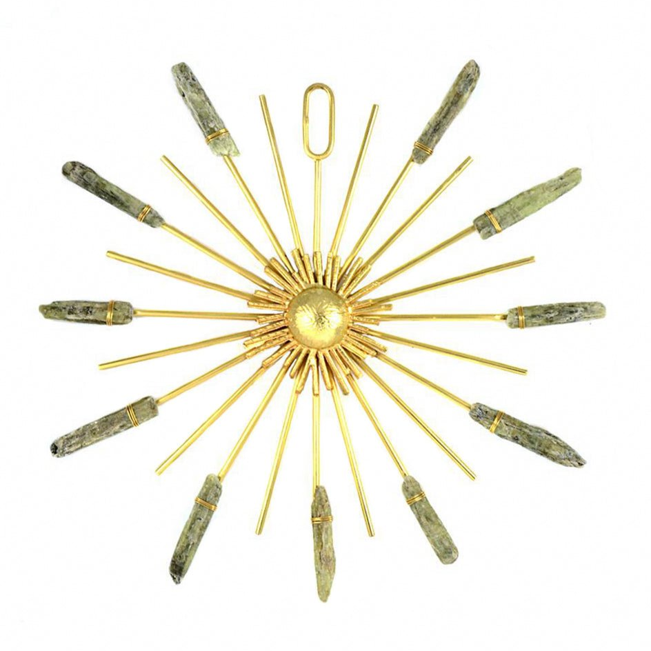 Sunburst Healing Crystal Grid Gold Green Kyanite - Sumiye Co