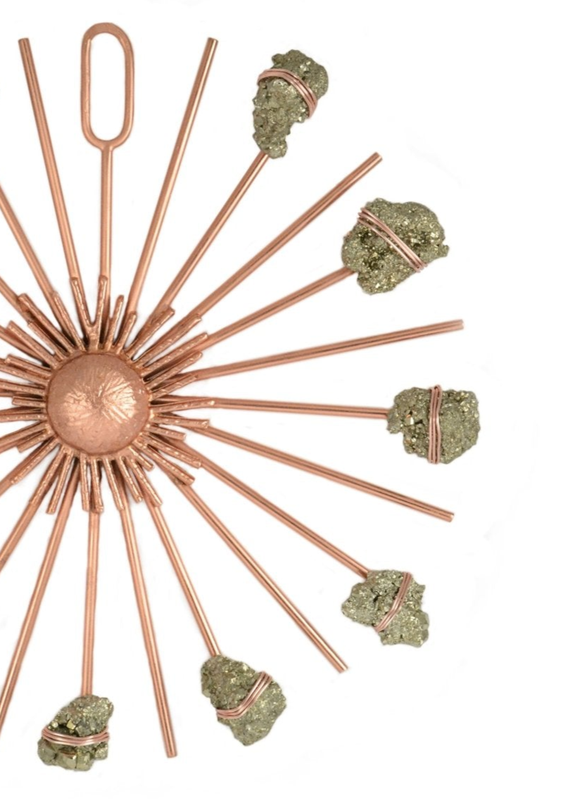 Sunburst Healing Crystal Grid Rose Gold Pyrite - Sumiye Co