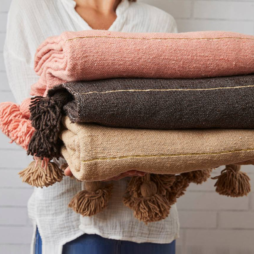 Moroccan Tasseled Blankets 78" x 58" - Sumiye Co