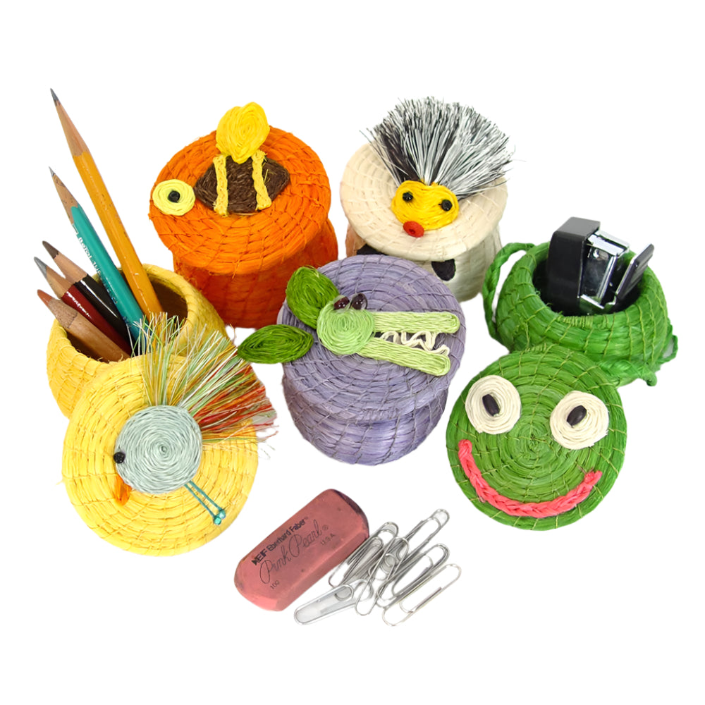 Kids Hedgehog Tiny Lidded Basket 2" x 2.5" - Sumiye Co