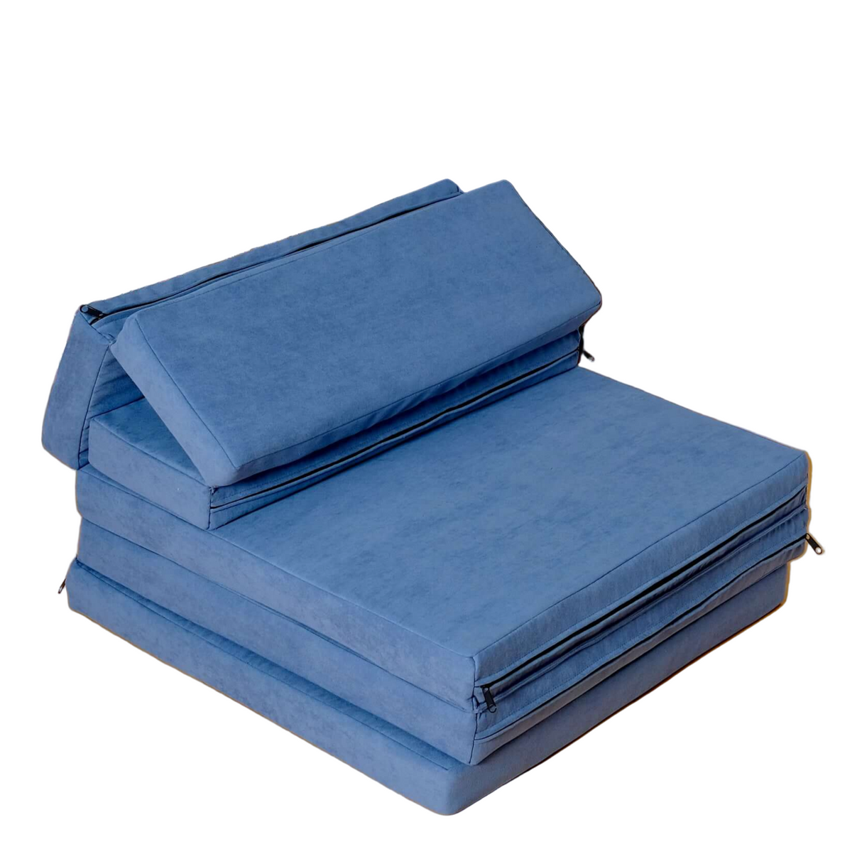Blue folding kids sofa on a white background