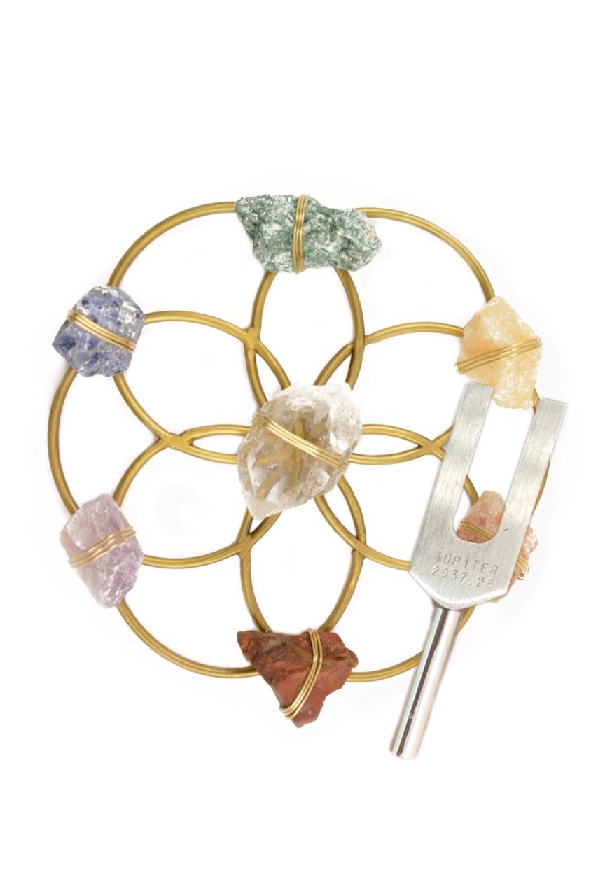 Tuning Fork & Chakra Crystal Grid Instrument Set for Sound Healing - Sumiye Co