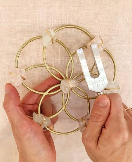 Tuning Fork & Rose Quartz & Quartz  Crystal Grid Instrument Set for Sound Healing - Sumiye Co