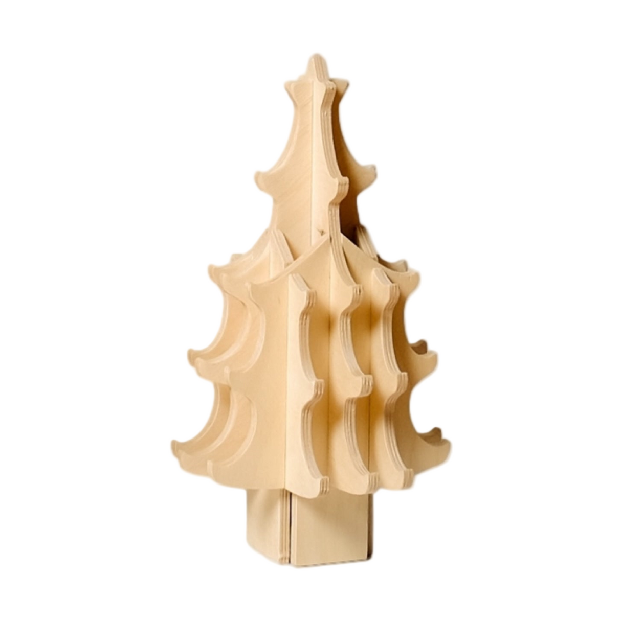 Wooden Christmas tree decoration on a white background