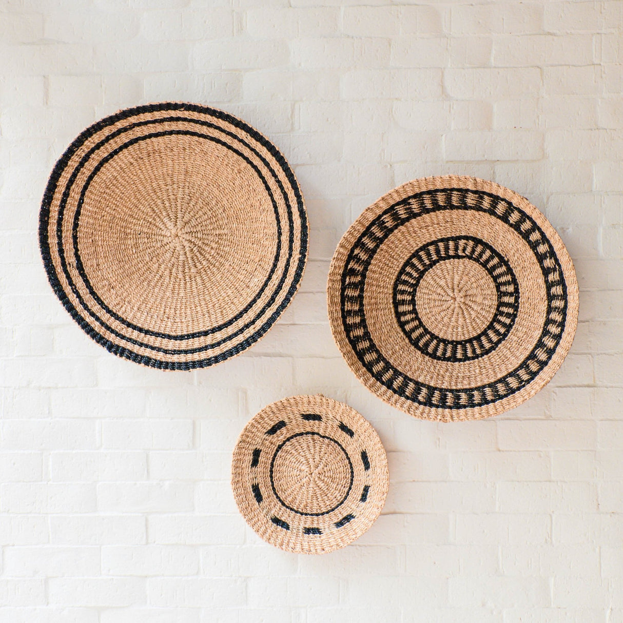 Wall Baskets - Natural + Black Wall Baskets, Large - Woven Wall Baskets | LIKHÂ - LIKHÂ