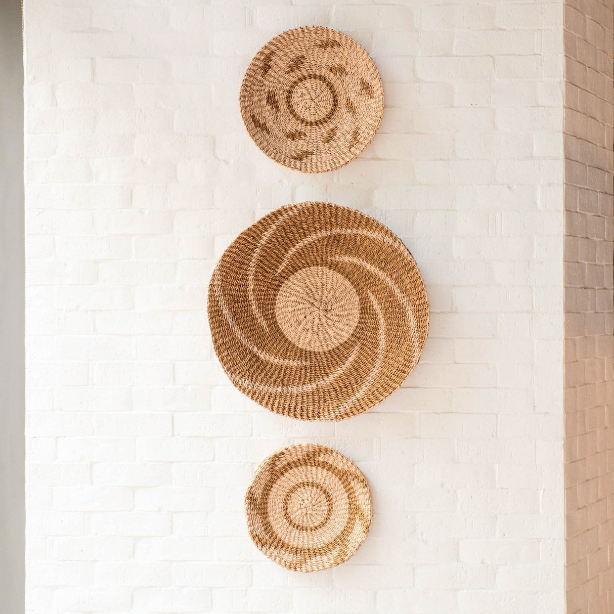 Wall Baskets - Natural + Brown Wall Baskets, Large - Round Wall Baskets | LIKHÂ - LIKHÂ