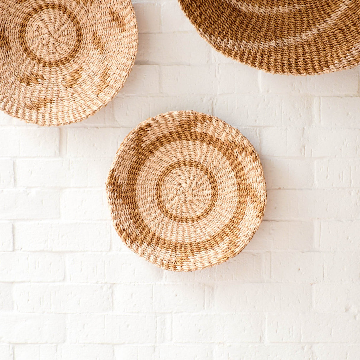 Wall Baskets - Natural + Brown Wall Baskets, Small - Round Wall Baskets | LIKHÂ - LIKHÂ