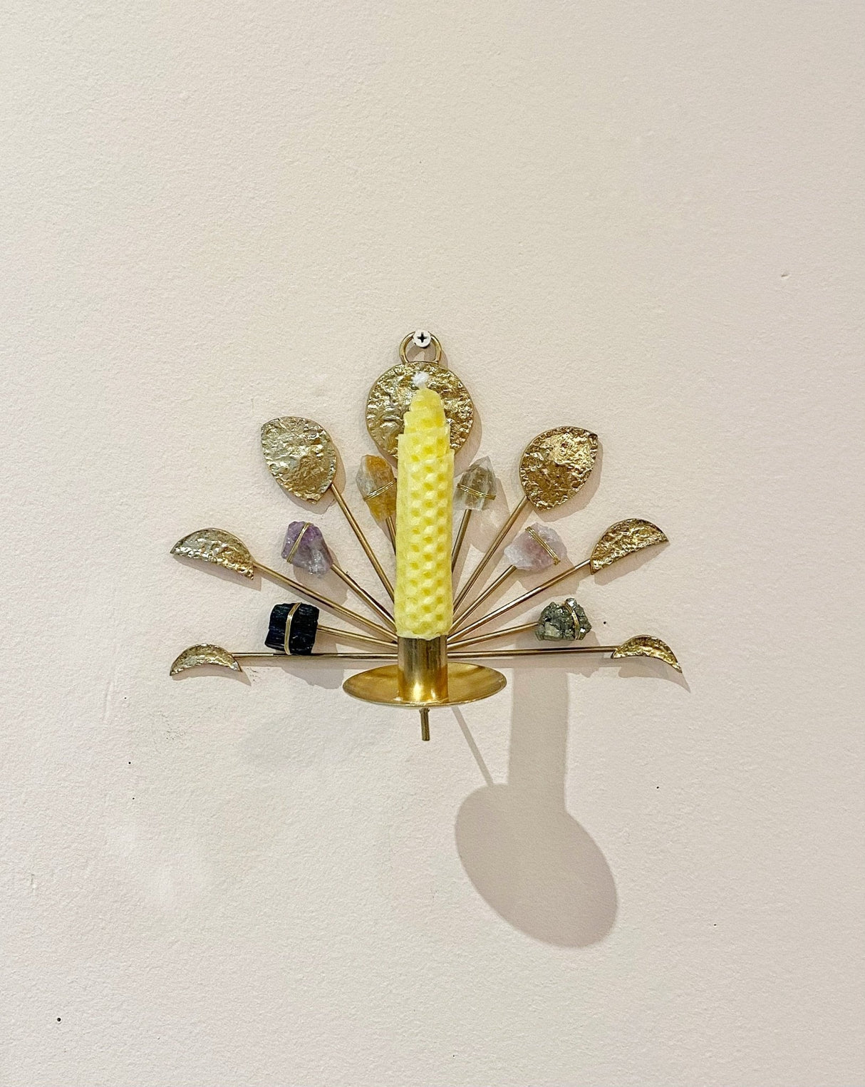 Wall Mount Candle Holder Lunar Healing Crystal Grid - Sumiye Co