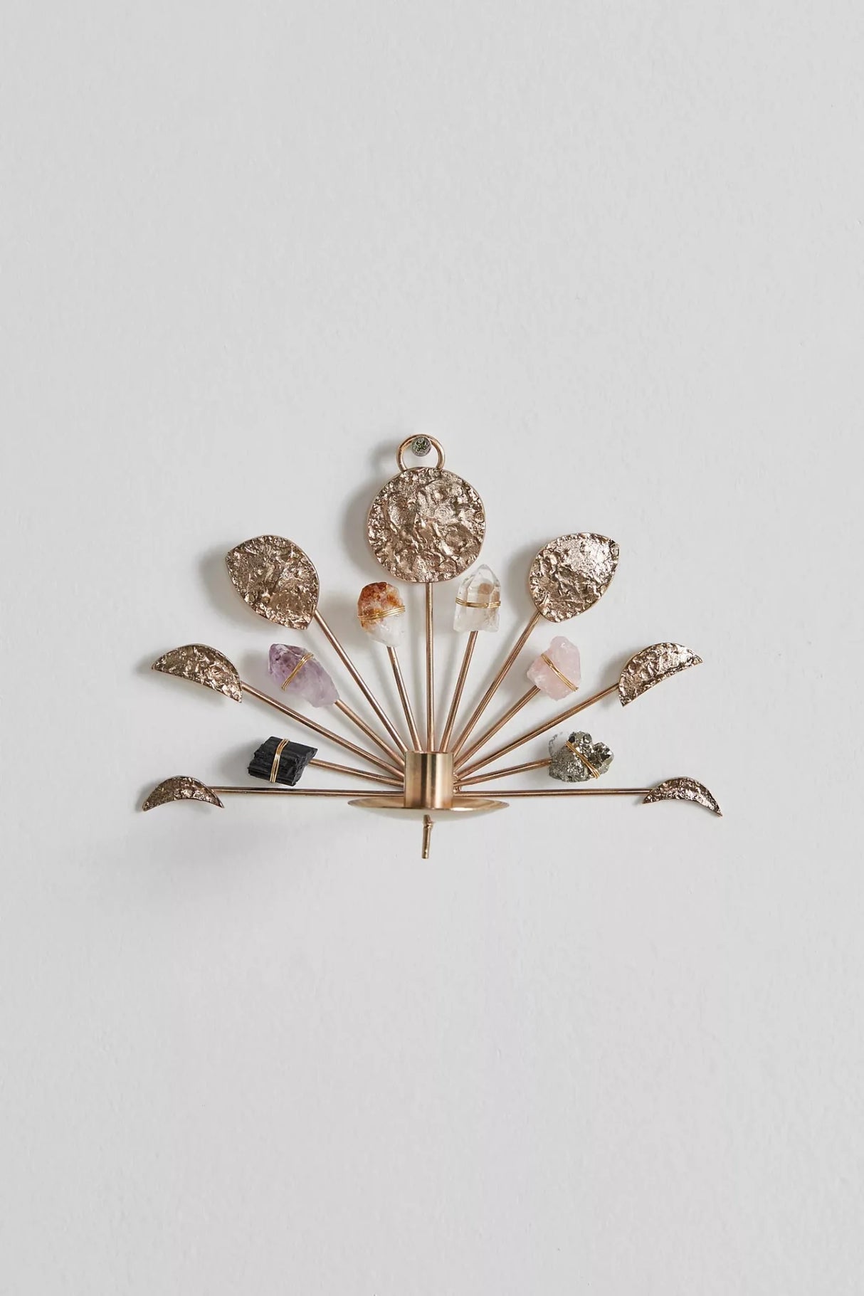 Wall Mount Candle Holder Lunar Healing Crystal Grid - Sumiye Co