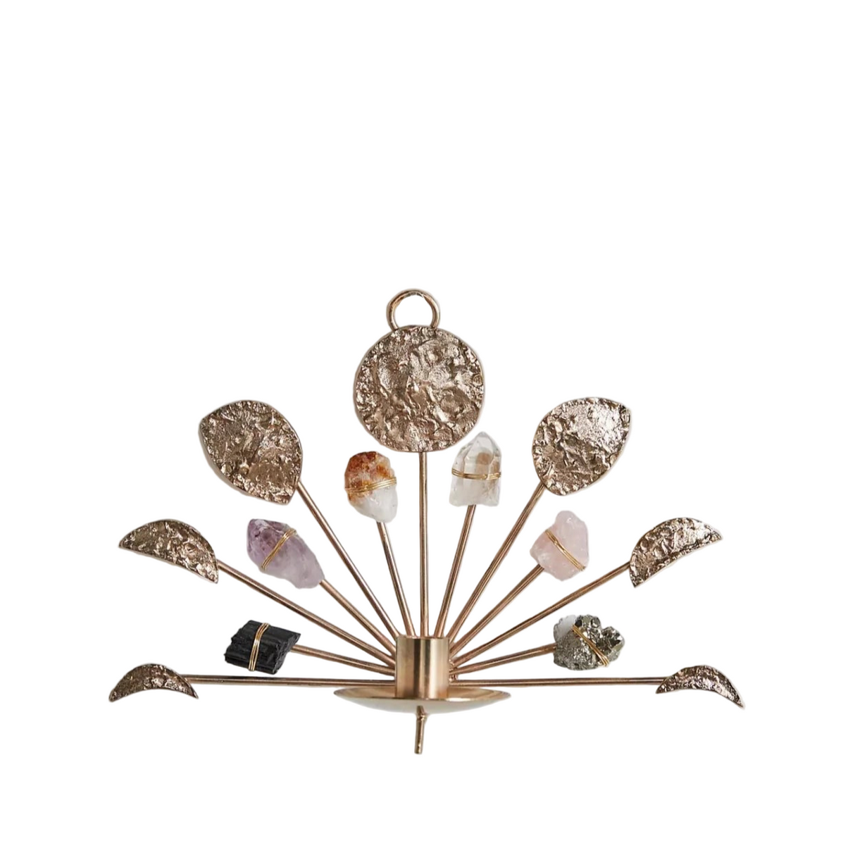 Decorative wall sconce with crystal stones on a white background