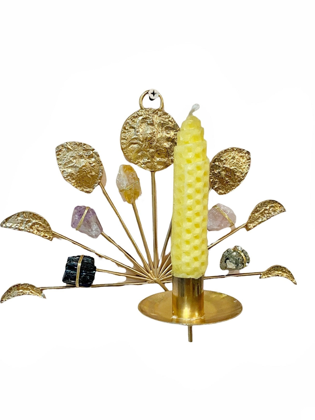 Wall Mount Candle Holder Lunar Healing Crystal Grid - Sumiye Co
