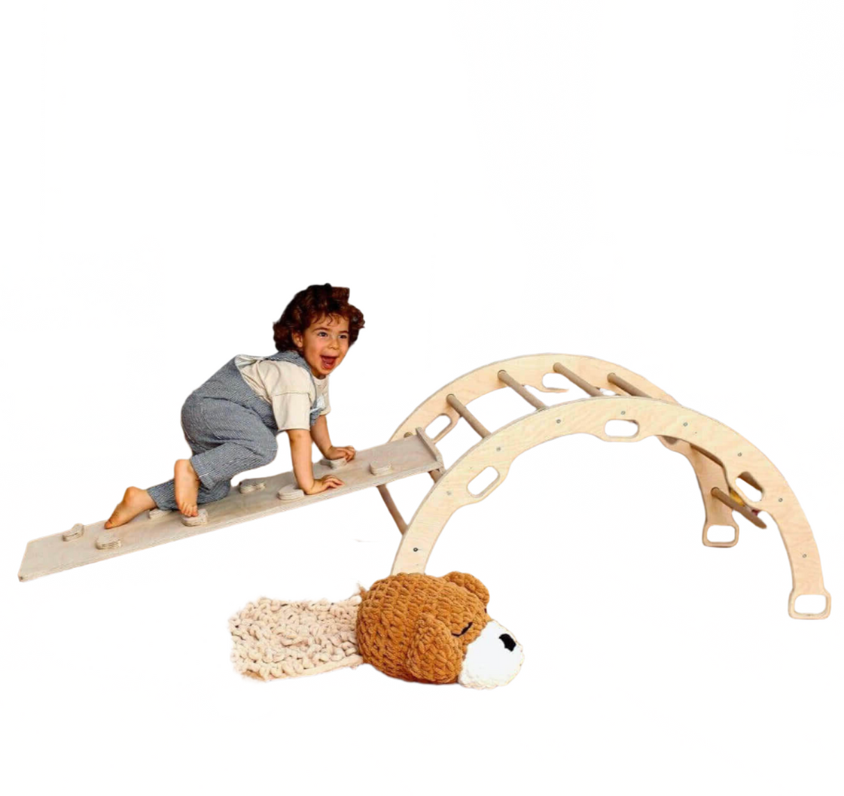 Climbing Arch with Rockwall Ramp and Star Pillow Set | Montessori Toys Set - Sumiye Co