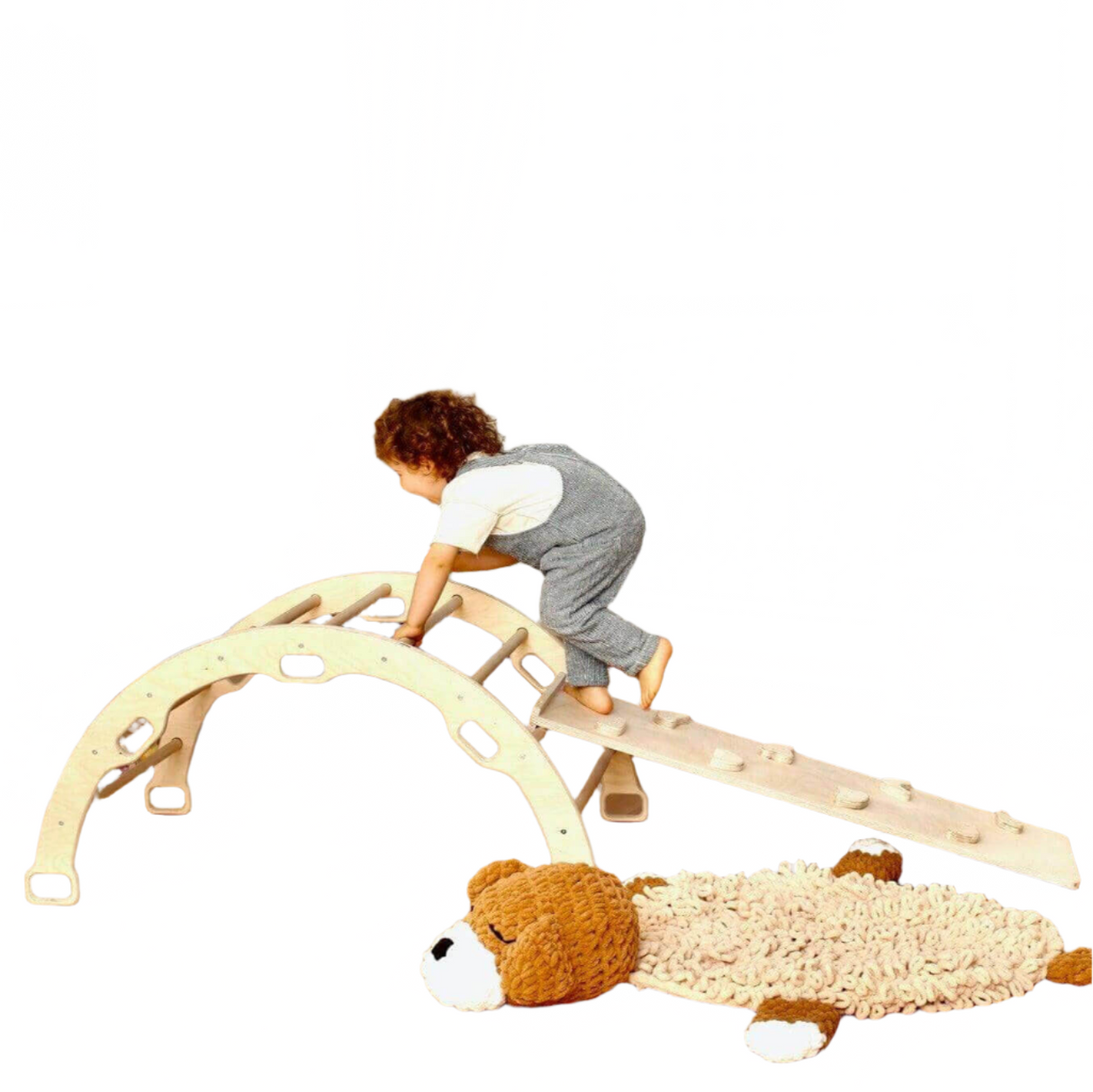 Climbing Arch with Rockwall Ramp and Star Pillow Set | Montessori Toys Set - Sumiye Co