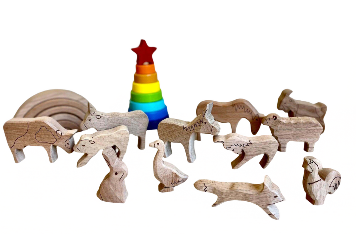 Wooden Farm Animals Set - Sumiye Co