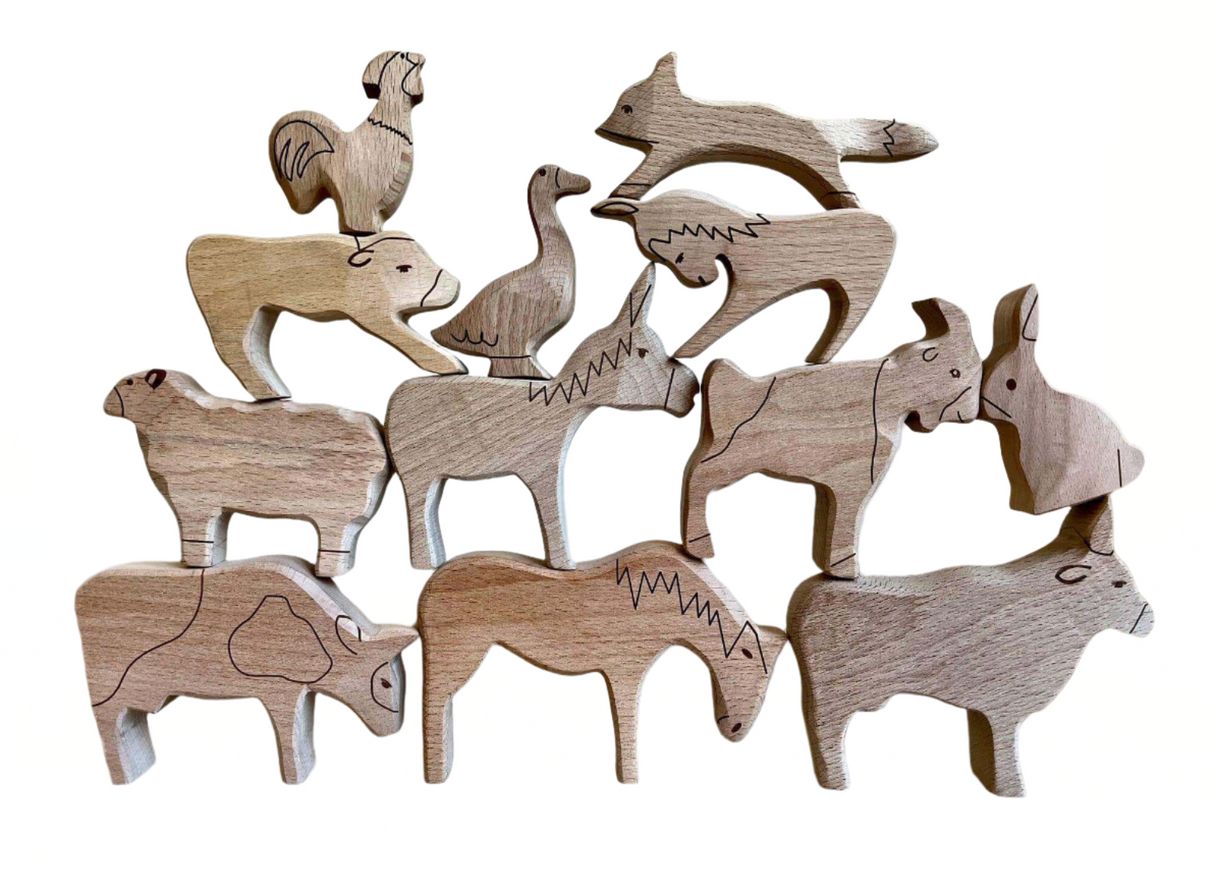 Wooden Farm Animals Set - Sumiye Co