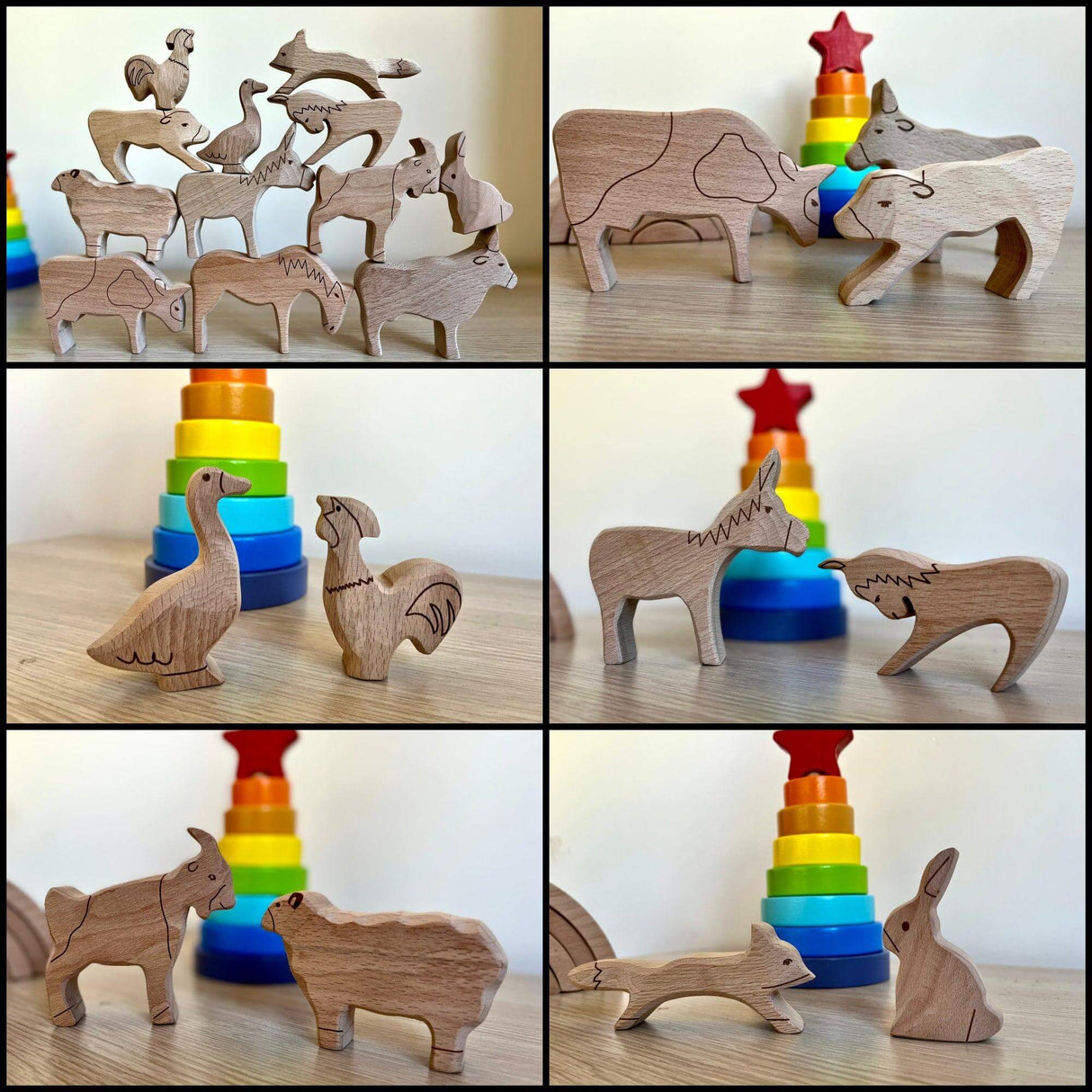 Wooden Farm Animals Set-3