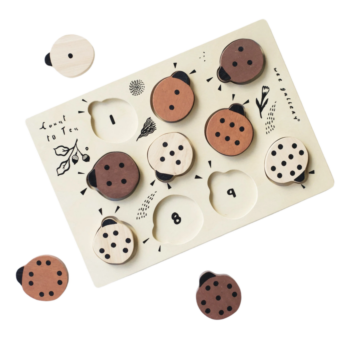 Wooden Tray Puzzle - Count to 10 Ladybugs - Sumiye Co