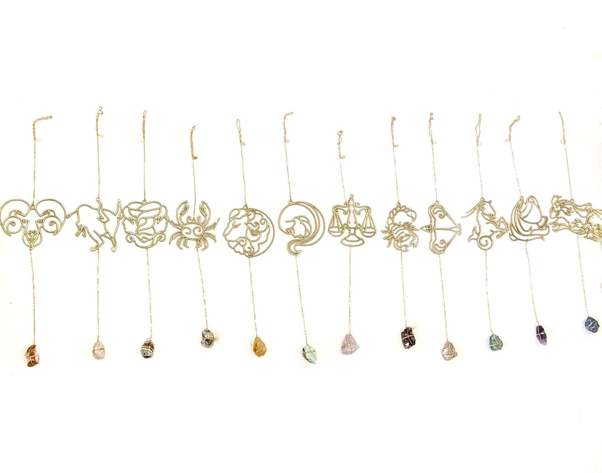 Zodiac Silhouette and Crystal Wall Hanging - Sumiye Co