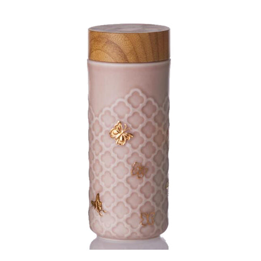 Ceramic Travel Mug | Butterfly - Hand Painted Gold (12 oz)-0