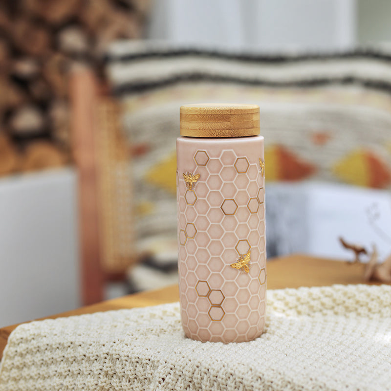 Ceramic Travel Mug | Honey Bee - Hand Painted Gold (16 oz)-9