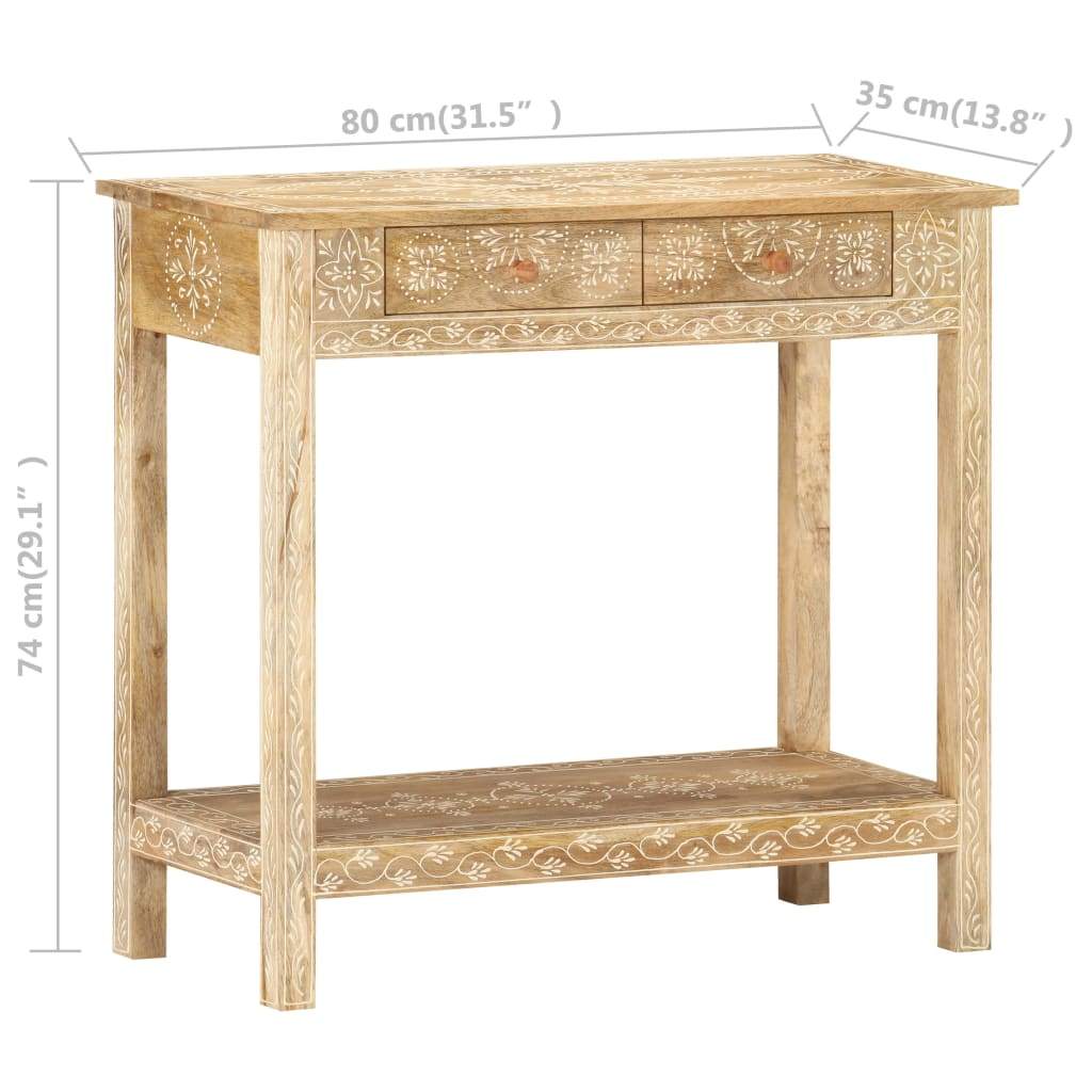 Console Table | Solid Mango Wood (31.5"x13.8"x29.1" )-7