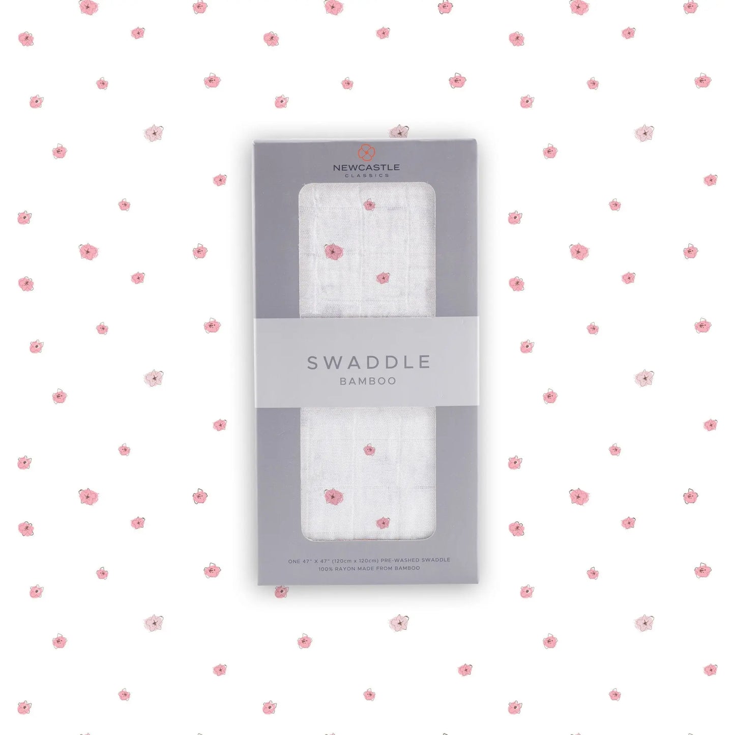 Baby Swaddle | Bamboo Muslin - Pink Flower Newcastle Classics