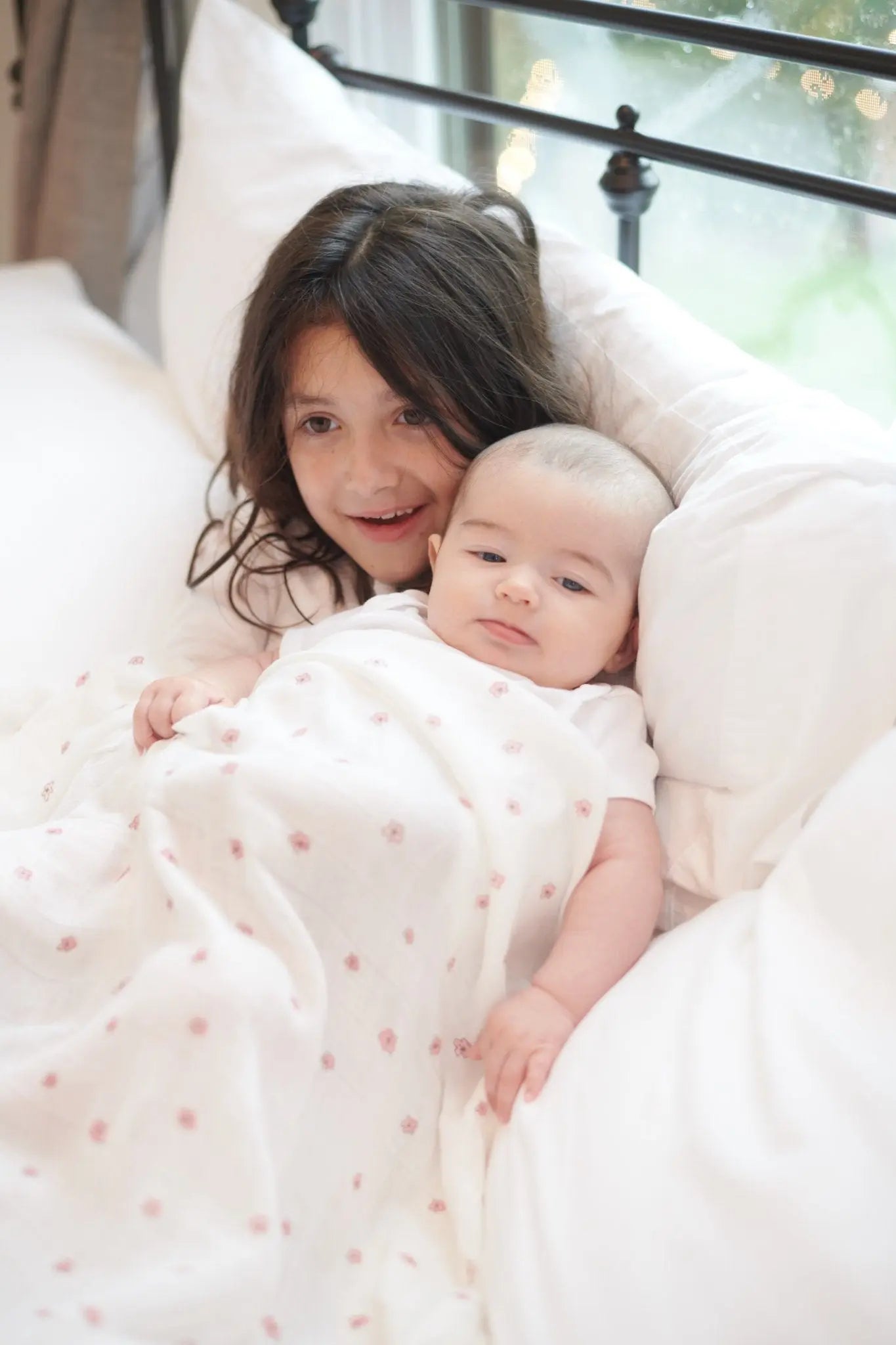 Baby Swaddle | Bamboo Muslin - Pink Flower Newcastle Classics