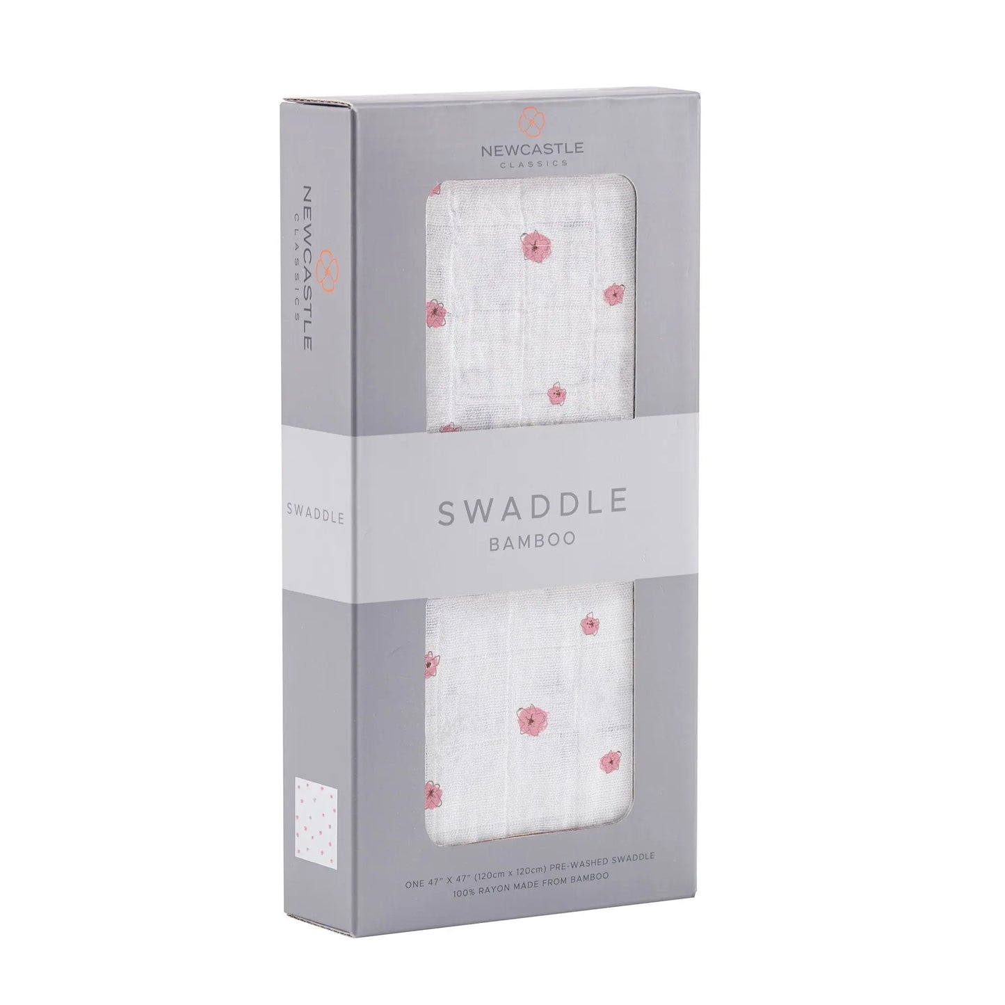 Baby Swaddle | Bamboo Muslin - Pink Flower Newcastle Classics