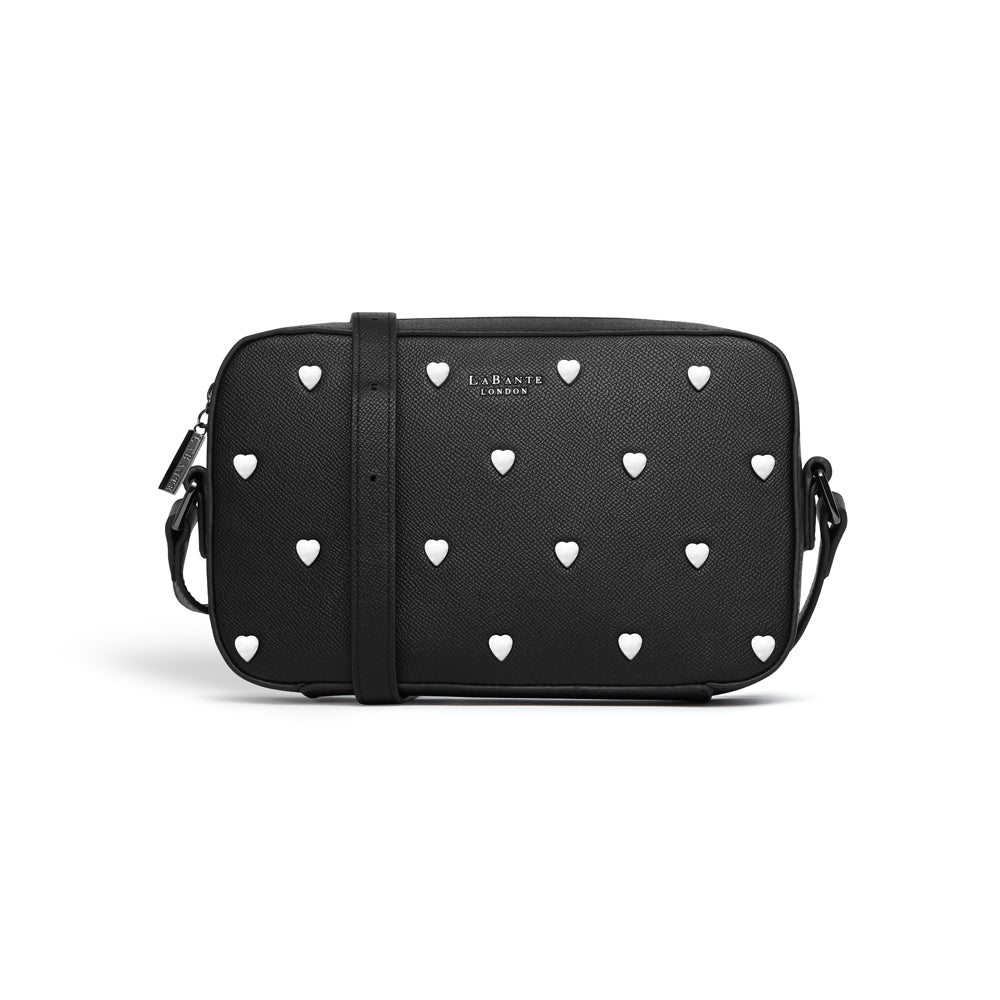 Heart Studded Black Bag | Vegan leather-0