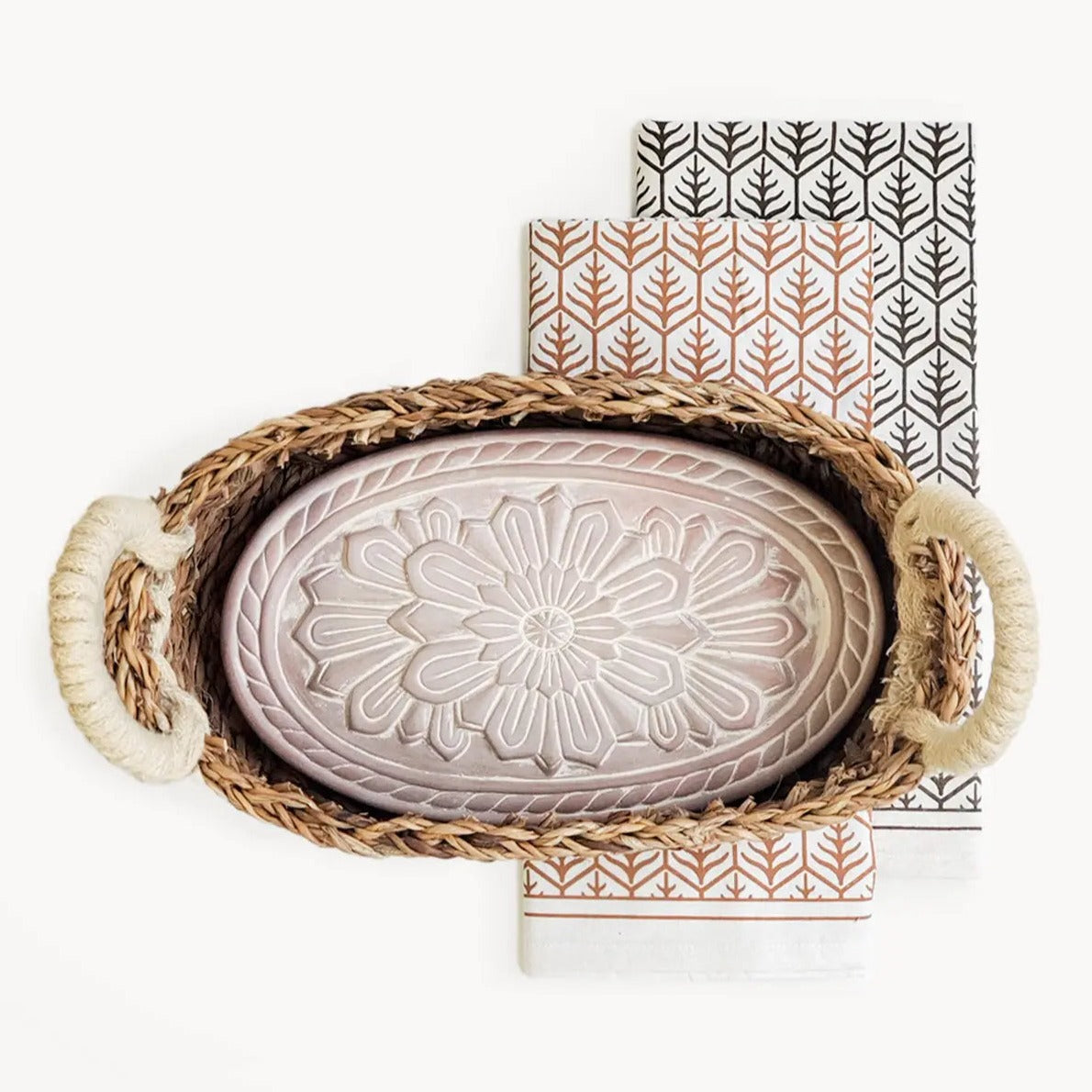 Bread Warmer & Basket Gift Set + Tea Towel (Flower) KORISSA
