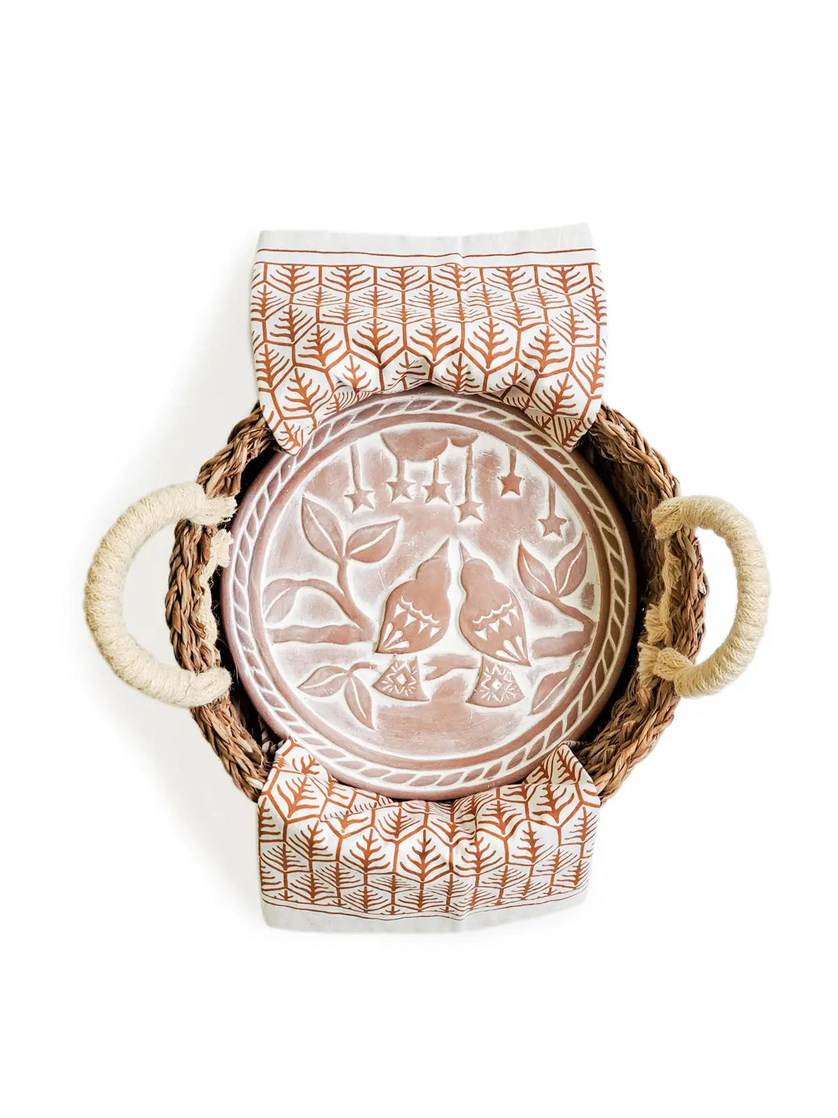 Bread Warmer & Basket Gift Set with Tea Towel - Lovebird Round KORISSA