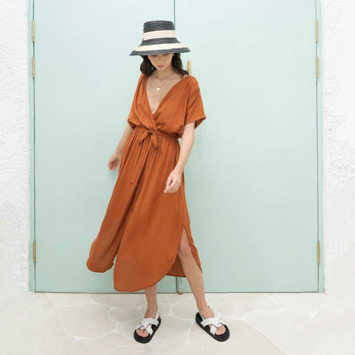 Burnt Orange Midi Dress | Handmade in Bali Pink Haley