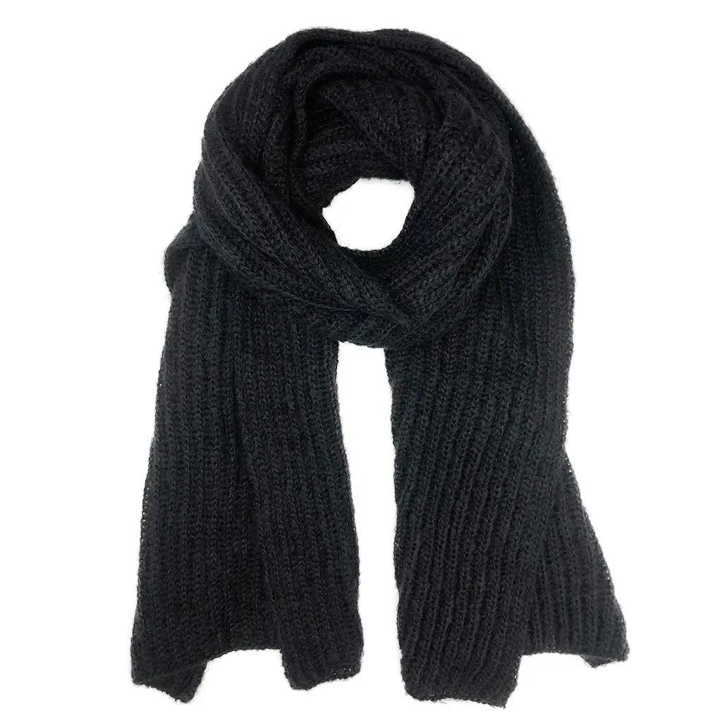 Chunky Black Knit Alpaca Scarf | Ethical Style SLATE + SALT