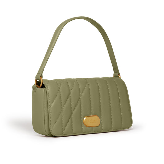 Moss Green Baguette Bag | Vegan Leather-0