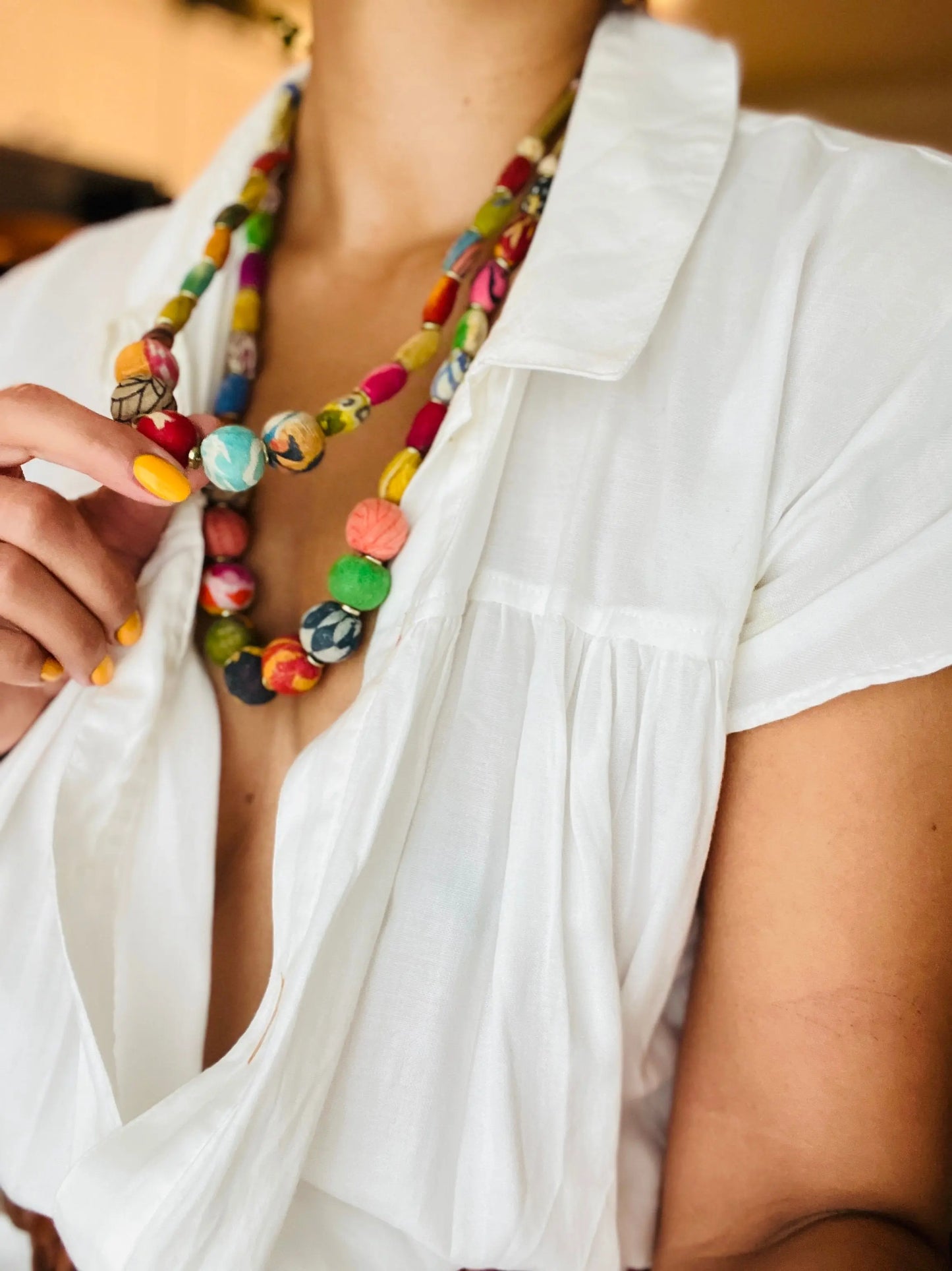 Necklace | Artisan Kantha Jewelry Cylinder Sumiye Co