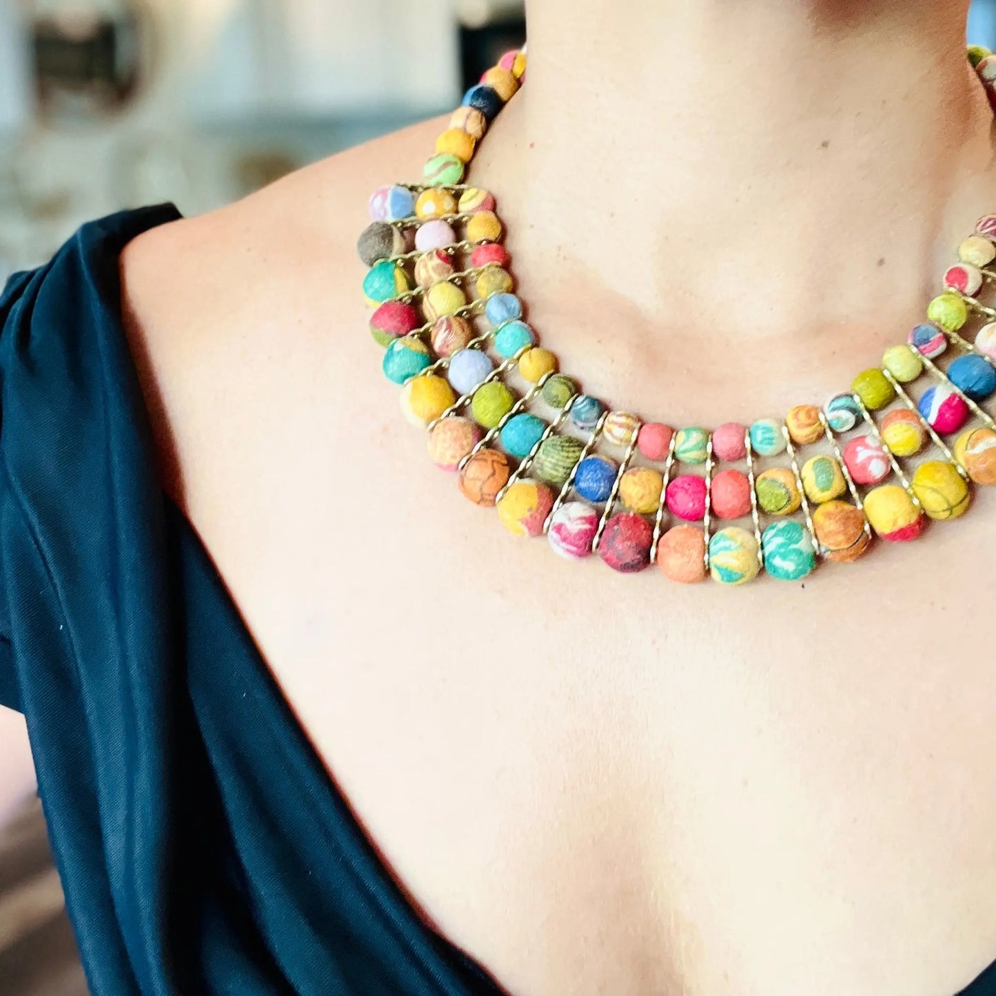 Necklace | Artisan Kantha Jewelry Goddess Sumiye Co