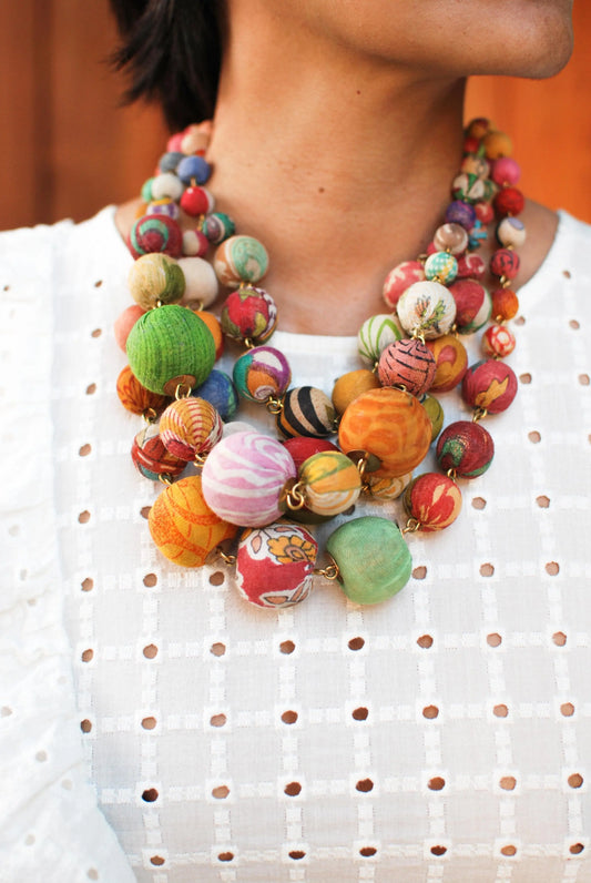 Necklace | Artisan Kantha Jewelry Orb Sumiye Co