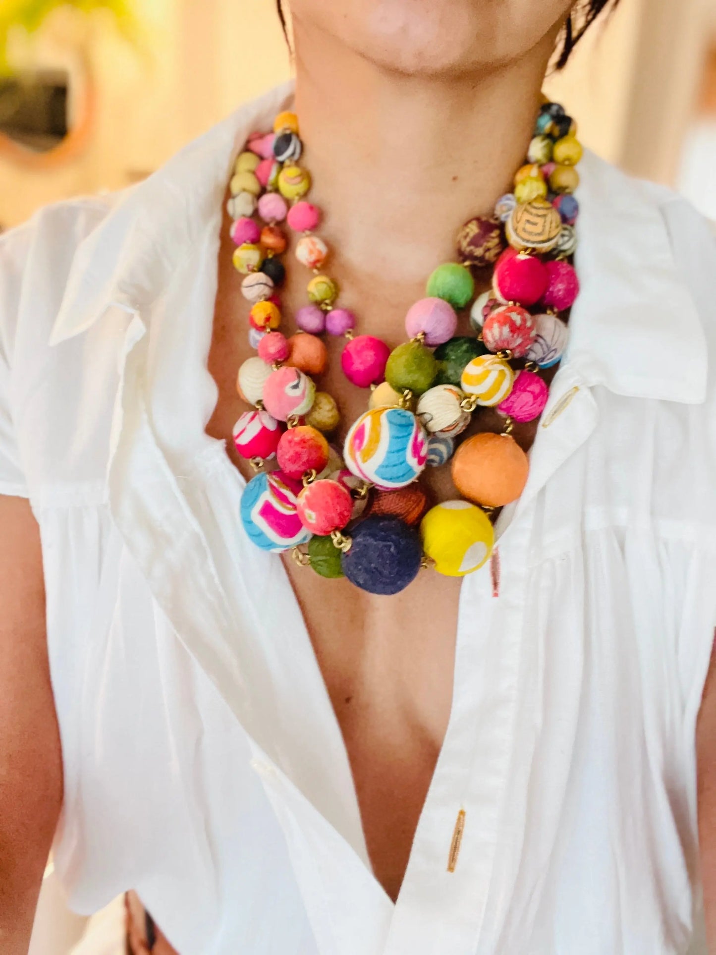 Necklace | Artisan Kantha Jewelry Orb Sumiye Co