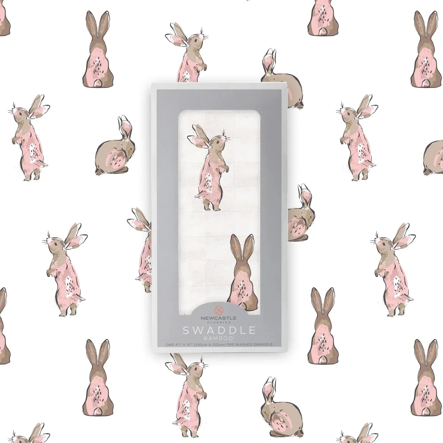 Powder Pink Bunnies Swaddle Newcastle Classics