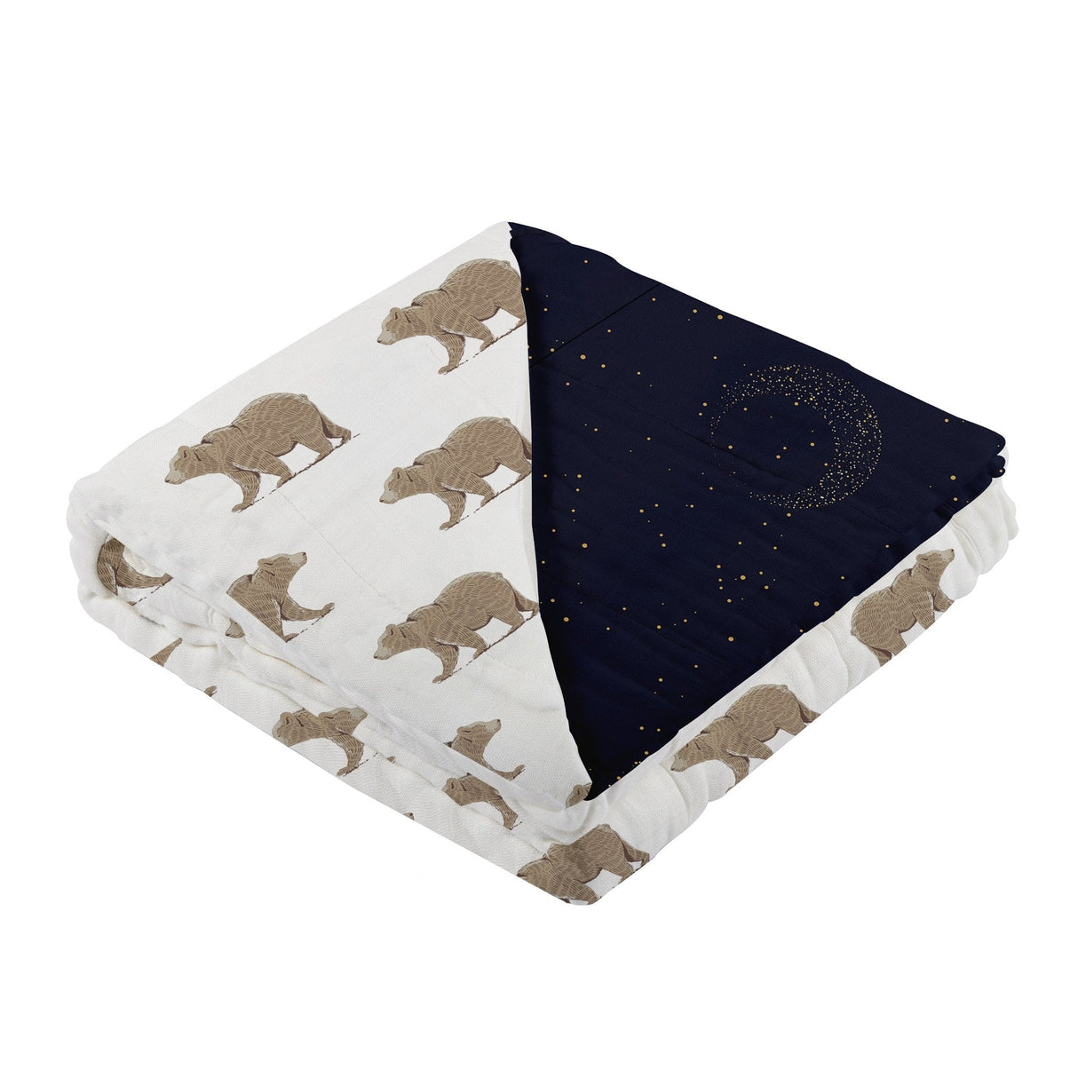 Goodnight Bear and Midnight Moon Bamboo Muslin Newcastle Blanket-2