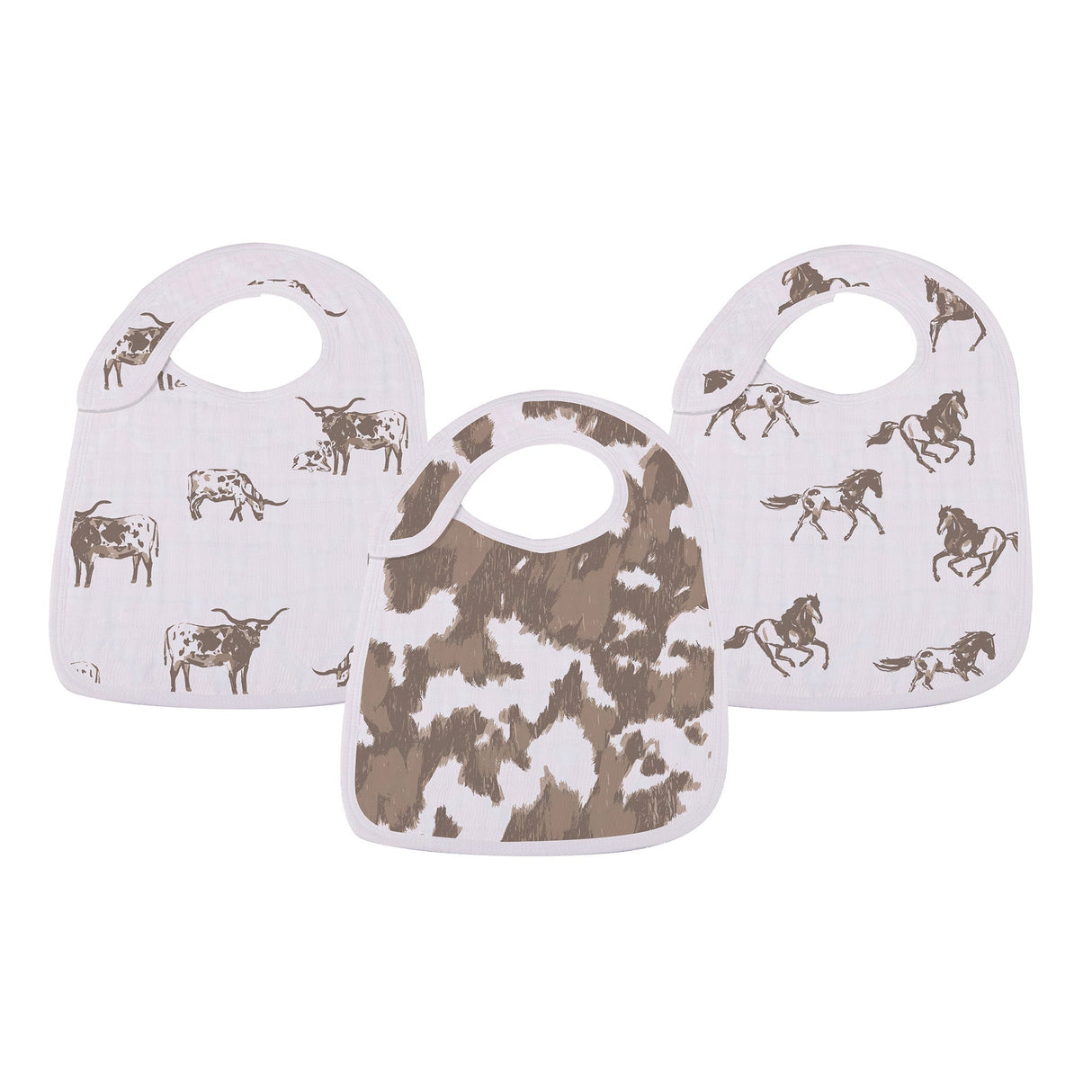 Snap Bibs 3PK | Forever Cowboys & Cowgirls - Bamboo Muslin -1