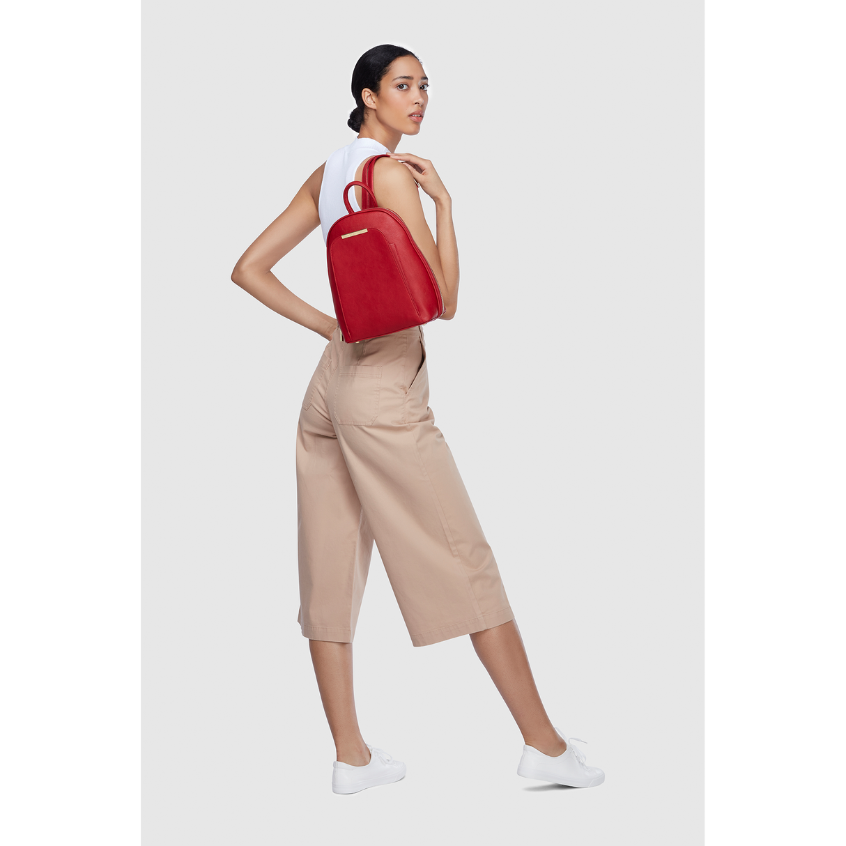 Red Womens Backpack | Vegan Leather-1