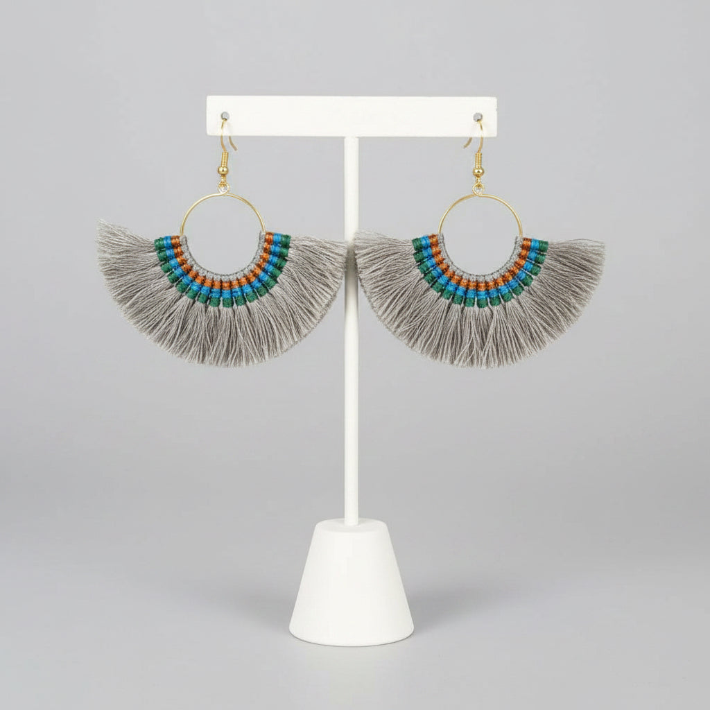 Tassel Fan Earrings Hmong Tribe
