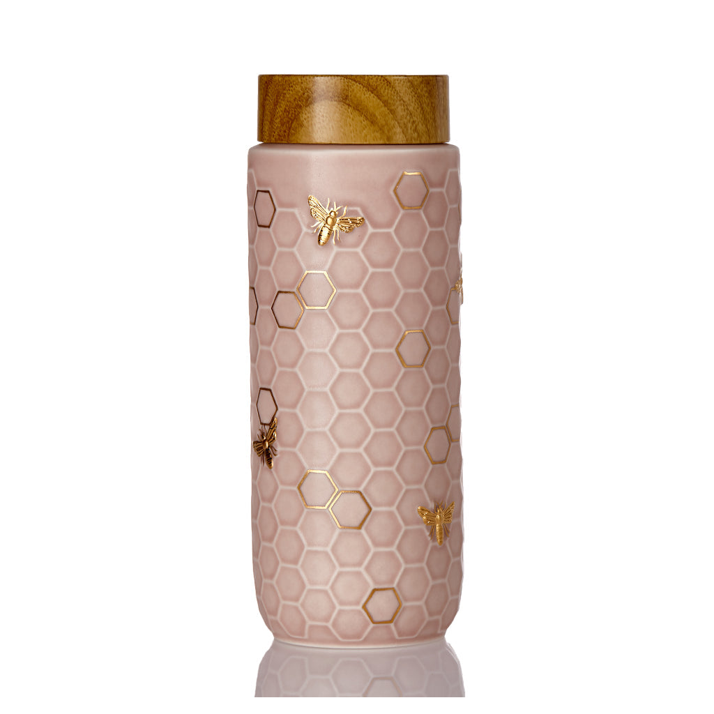 Ceramic Travel Mug | Honey Bee - Hand Painted Gold (16 oz)-2