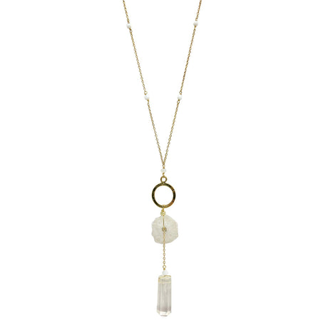 Solar Quartz + Crystal Y Necklace-0
